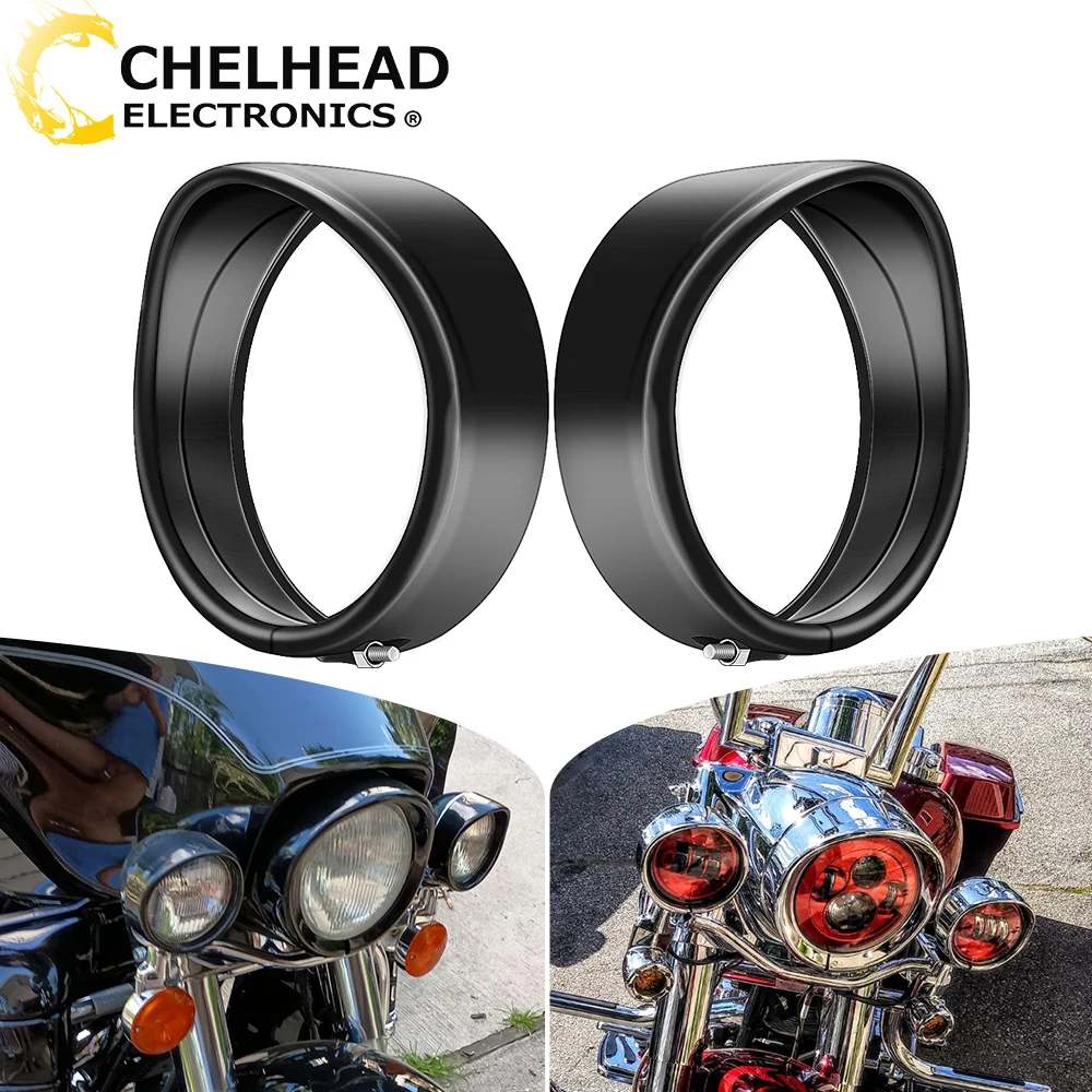 

4.5" Motorcycle Fog Light Visor Trim Ring Passing Auxiliary Lamp Decorate Cover for Harley Touring Street Electra Glide 2PCS