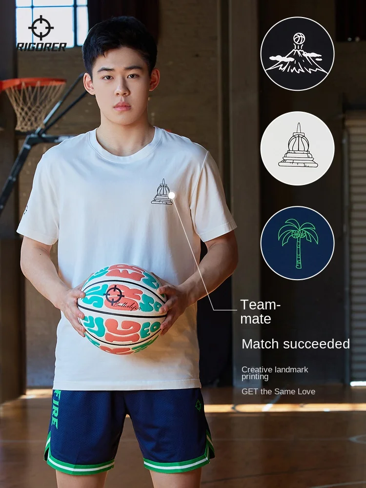 Rigororer męski t-shirt z krótkim rękawem z okrągłym dekoltem letni fajny wygodna skóra oddychający Top sportowy swobodny klasyczny t-shirt