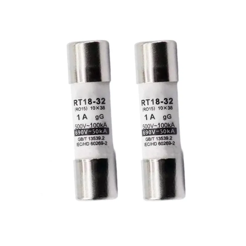 B23B High Breaking Capacity 100Ka 1A 5Pcs Fuse GG Cylindrical 10X38mm-For Industrial Applications Ideal