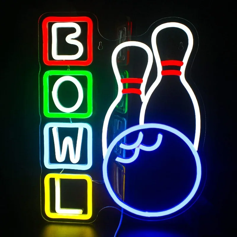 XM Bowling Neon, Wall Decorations, Bowling, Bar Club Parties, USB-powered LED Signs for Home Wall Decorations, Bowling Clubs