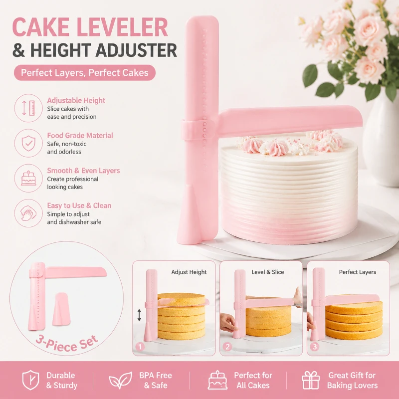 Adjustable Cake Scraper Icing Smoother Tool Set Cake Decorating Kit Baking Tool for Cream Frosting