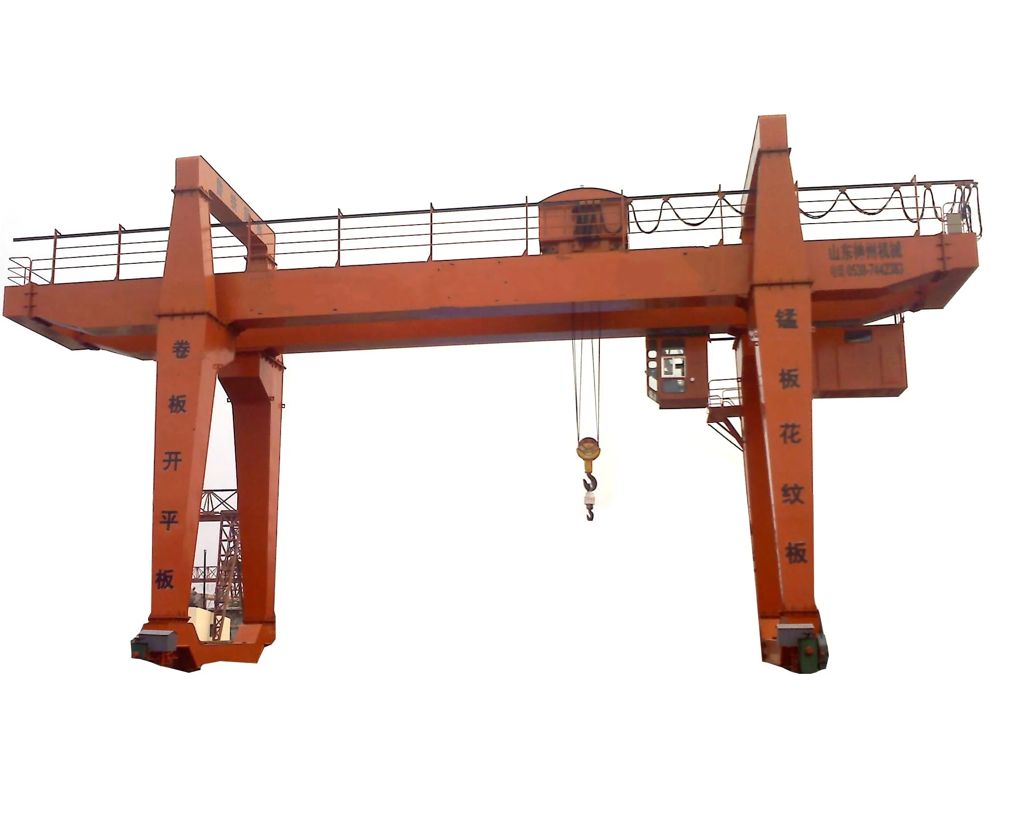 Heavy Duty 100 Ton Single Girder Electric Trolley Mobile Hook Container Gantry Crane with Remote Control for Radio Industry