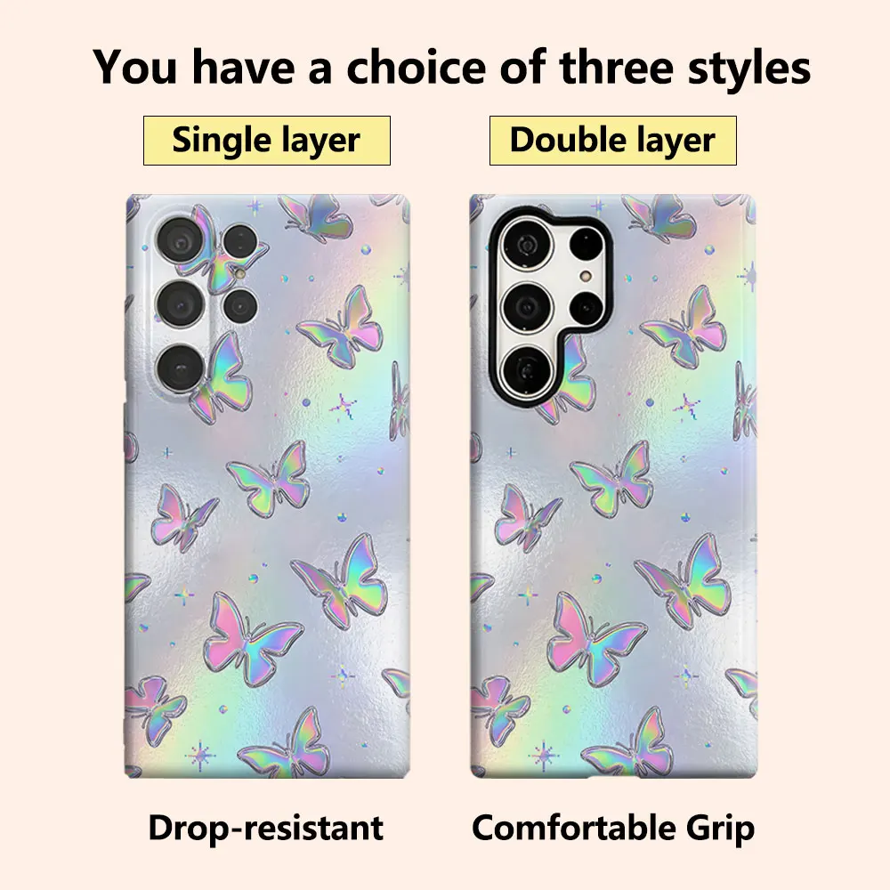 Hologram Butterfly Luxury Fashion Full Lens Protective Case for Samsung Galaxy S26 S25 S24 A56 A36 Plus Ultra