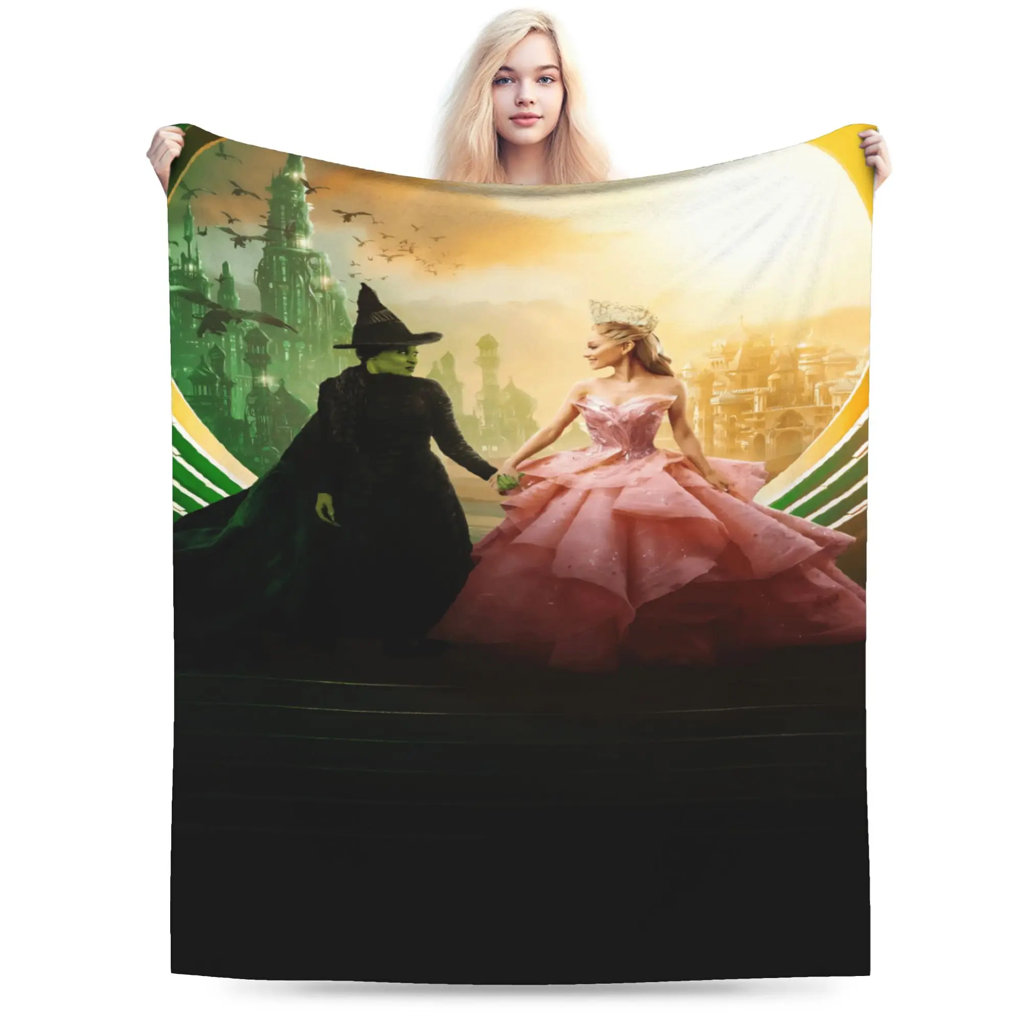 W-Wicked 2 Musical Movie Glinda Elphaba Blanket  Soft Novelty Plush Throw Blanket For Boy Girl Couch Chair Cover