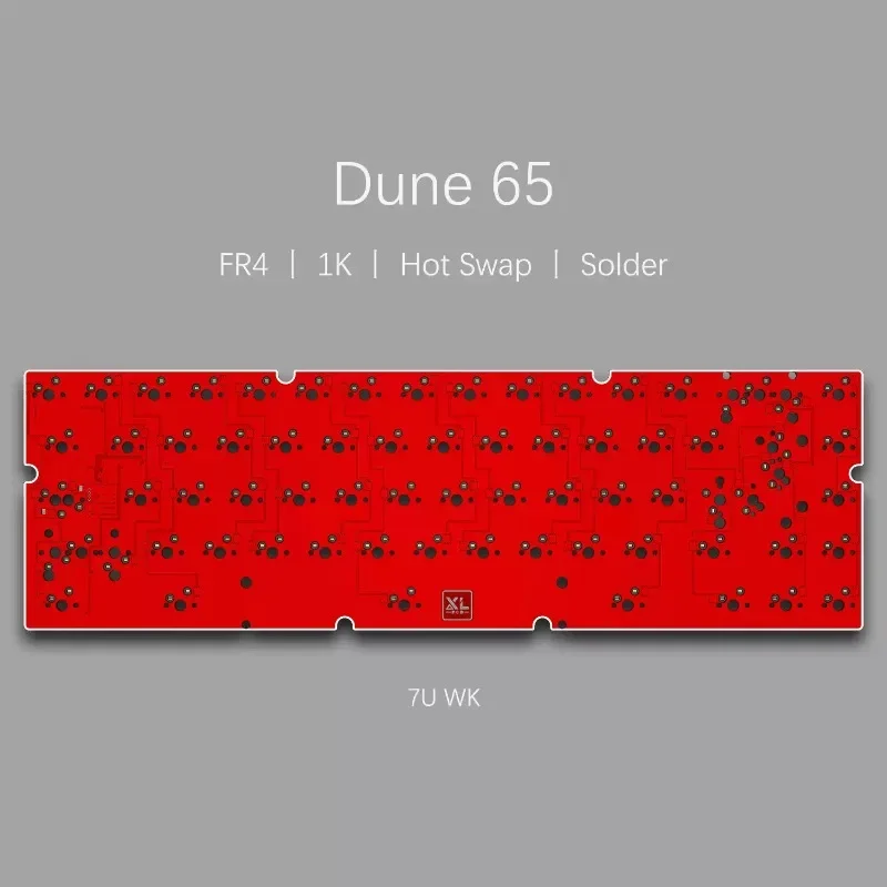 Dune65 Keyboard Wired PCB Custom Hot Swap/soldered FR4-TG135 Material 6.25u/7u/7u Wk 1K Return Rate 1.6MM PCB Board VIA Kailh