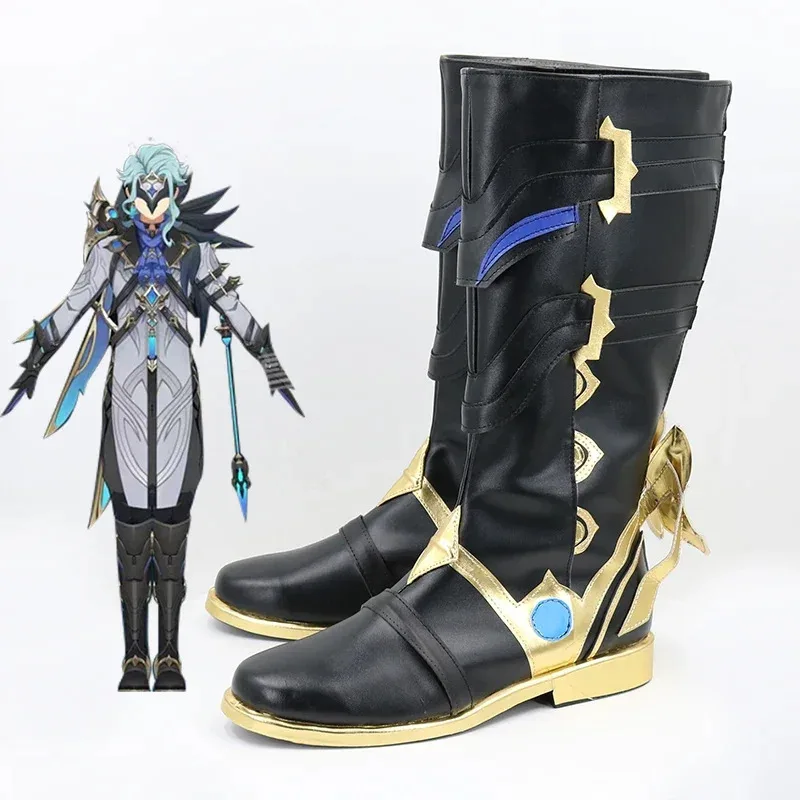 

Genshin Impact Fatui Cosplay Costume Doctor II Dottore Boots Short Man Heat Resistant Hair Halloween Party Anime Wig+ UF7b;3's,6