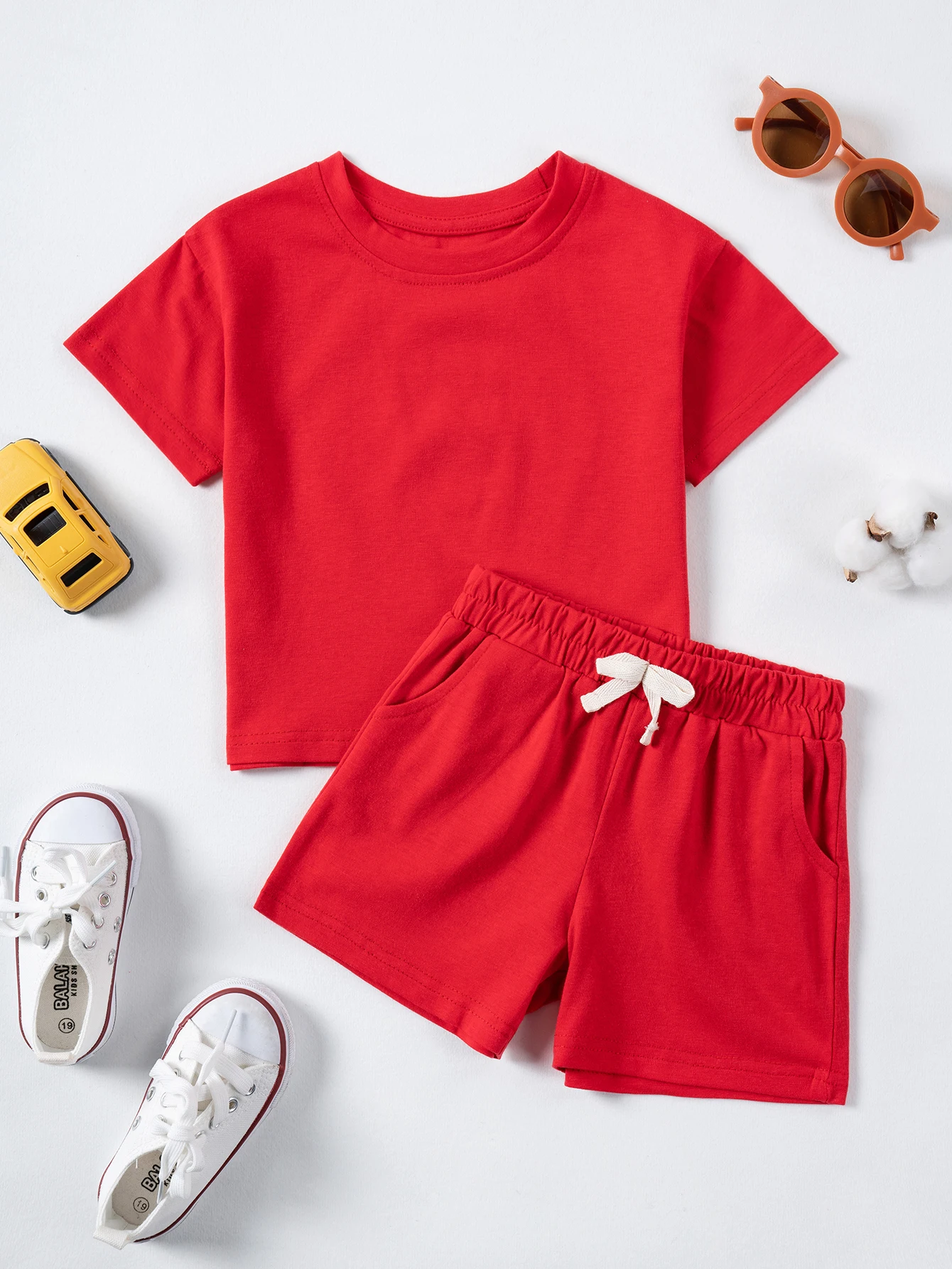 2024 New Baby Short sleeved Shorts Set Children\'s Cute Casual Boys And Girls Set Summer Short Sleeved Shorts Combination Set