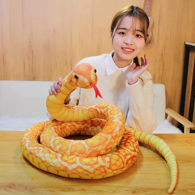 110cm 160cm 200cm 300cm Simulated Snakes Plush Toy Giant Boa Cobra Long Stuffed Snake Plushie Yellow Brown Green Friends Gift