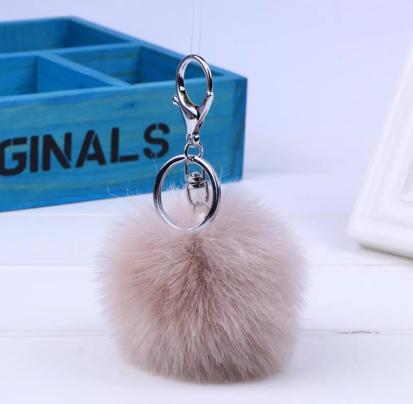 Hot Christmas gift fur key chain 13 Colors fur pom pom keychain gold silver Color keychains For Women bag key ring jewelry 16007 - Image 3