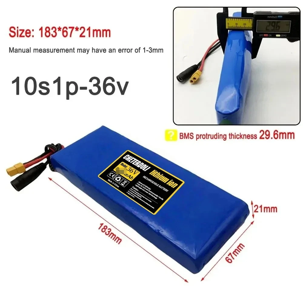 신형 36V 4000mAh 10S1P 18650 리튬 배터리 BMS 포함, 250W 전기용 고용량 충전식 배터리 팩 긴 수명