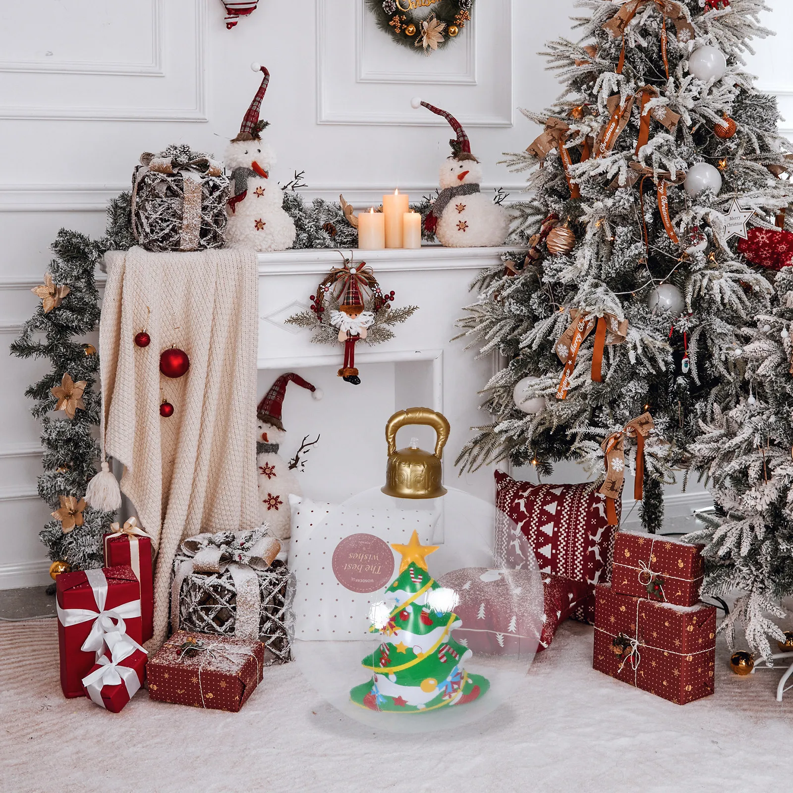 Oversized Inflatable Outdoor Christmas Ball Ornament Clear Decorated 3D Inner Xmas Tree Large Blow Up Prop Porch Garden Yard
