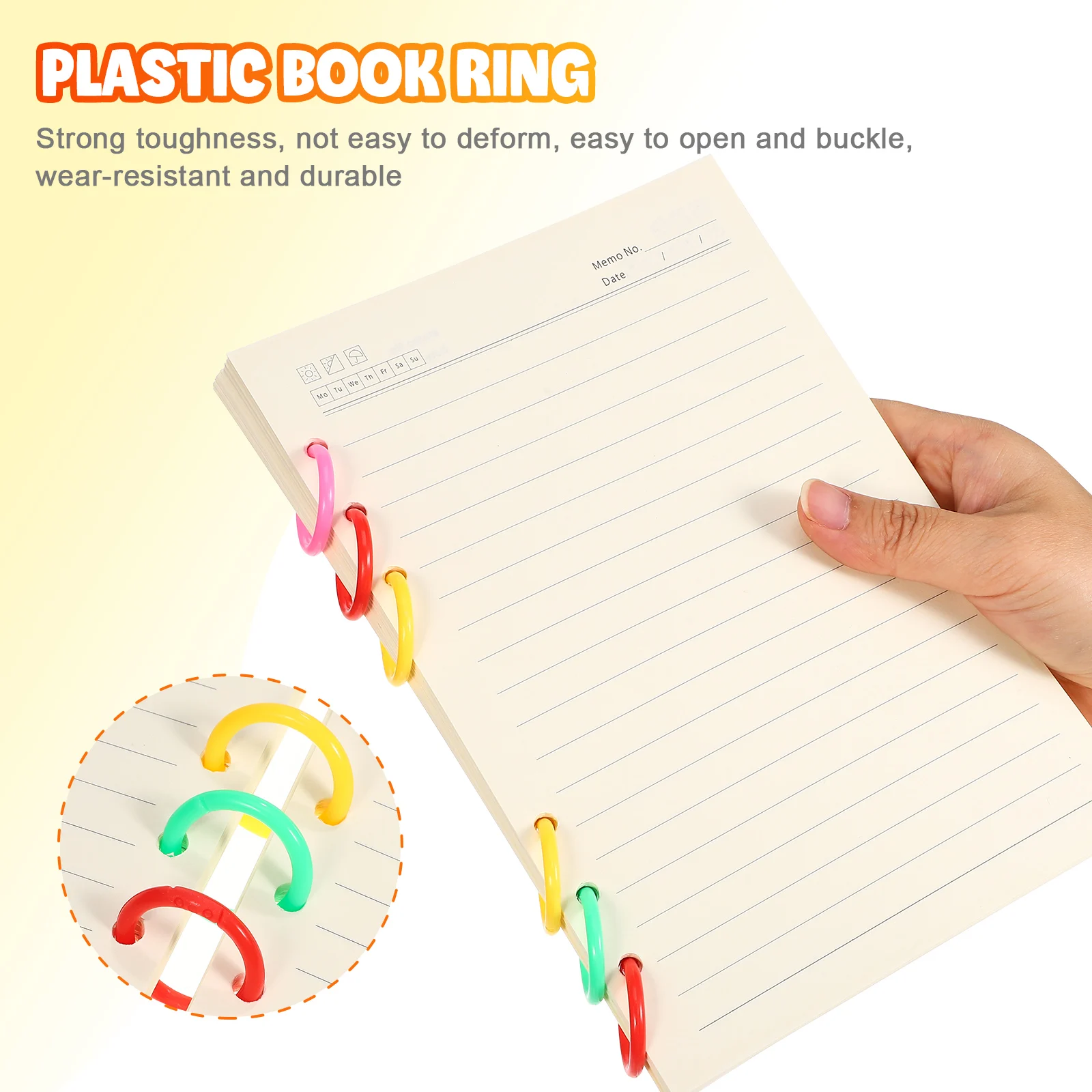

120pcs Plastic Binder Colored Book Sturdy Secure Closure Office Supplies Scrapbook Notebook Binding Rings Key Ring Flashcard