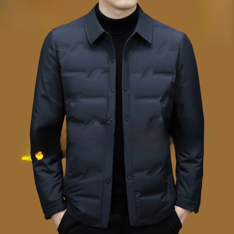 

Lightweight Casual Men's Cotton Jaet Busin Casual Dad Clothes Turn-down Collar irt Jaet Men's Outerwear Coat