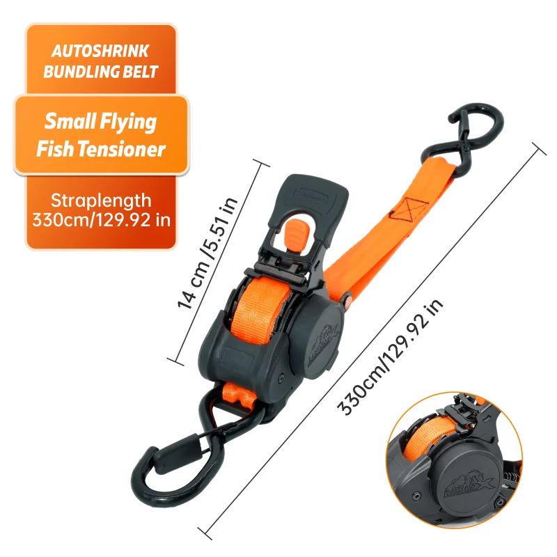 2-Pack Automatic Ratchet Straps | Self-retracting Ratchet Straps with S-Hooks | 748 kg Breaking Strength | Securing Straps