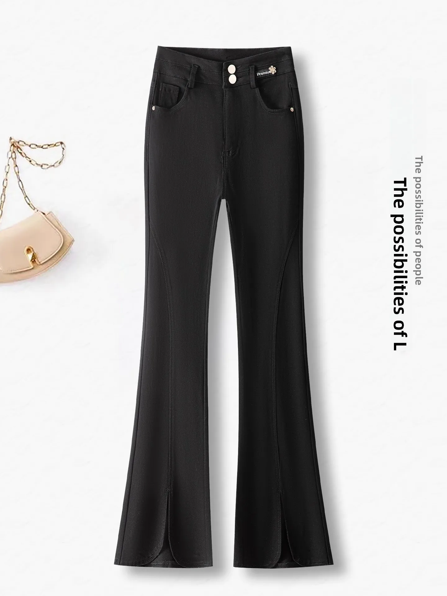 

High Waist Flared Jeans Women's Black Slimming Bootcut Pants Casual Wear Spring Autumn High Waist Bell Bottom Trousers