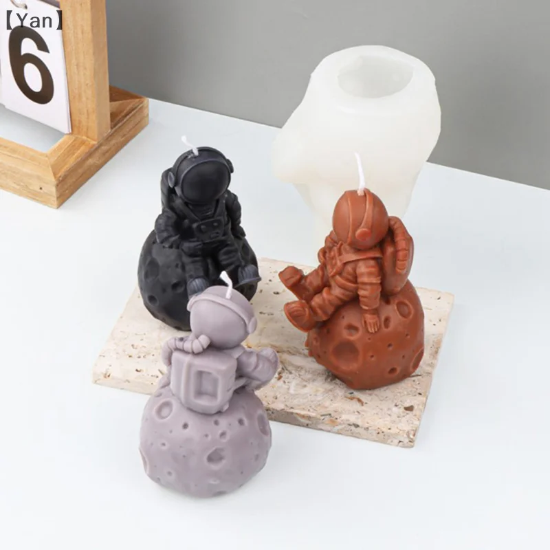 3Dシリコーン宇宙飛行士型,日曜大工の月のキャンドル,石鹸,樹脂,チョコレート,角氷,家の装飾