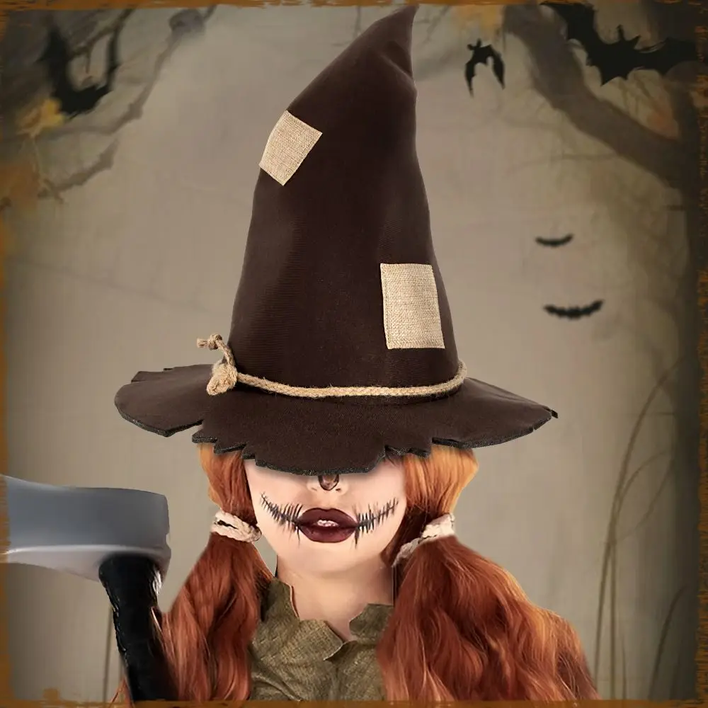 

Simple Purple Mesh Veil Wizard Cap Flower Oxford Halloween Witch Hats Pendant Decoration Scarecrow Patch Witch Hat Parties