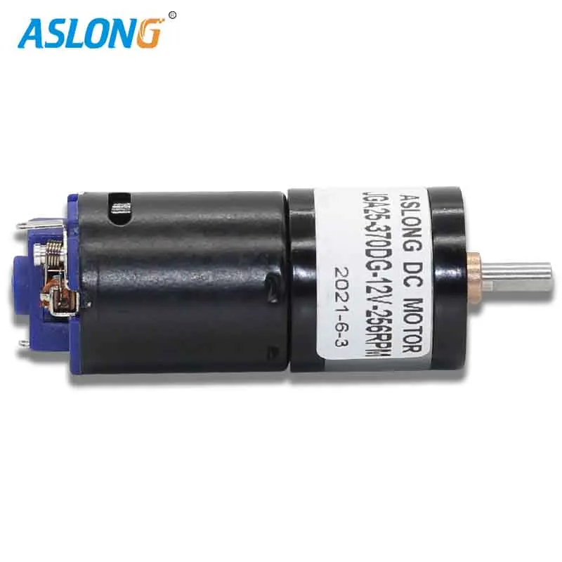 High torque geared reduction motor 12v 25mm gearbox speed down higher rpm 370 electric pmdc motor 4mm d-type shaft JGA25-370DG