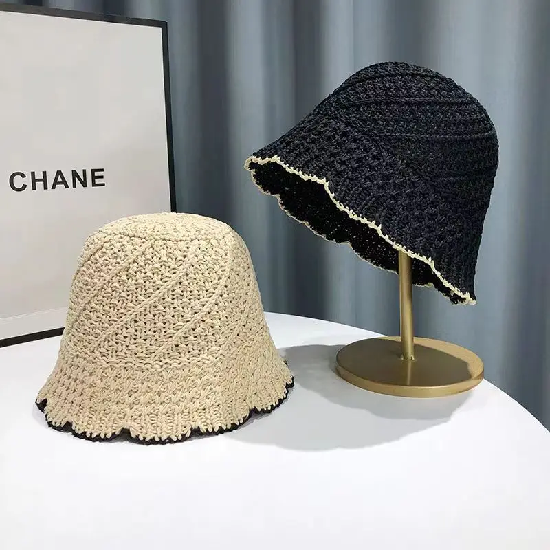 New Designer Handmade High Quality Bucket Hats Luxury Fashion High-end Sunshade Sun Hat Women Floppy Straw Beach Panama