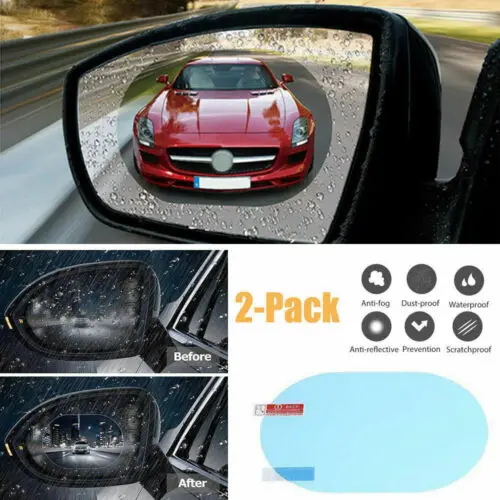 2Pcs Car Rearview Mirror Rain-proof Film Anti-Fog Clear Protective Films Car Window Rain Protector Waterproof Stickers