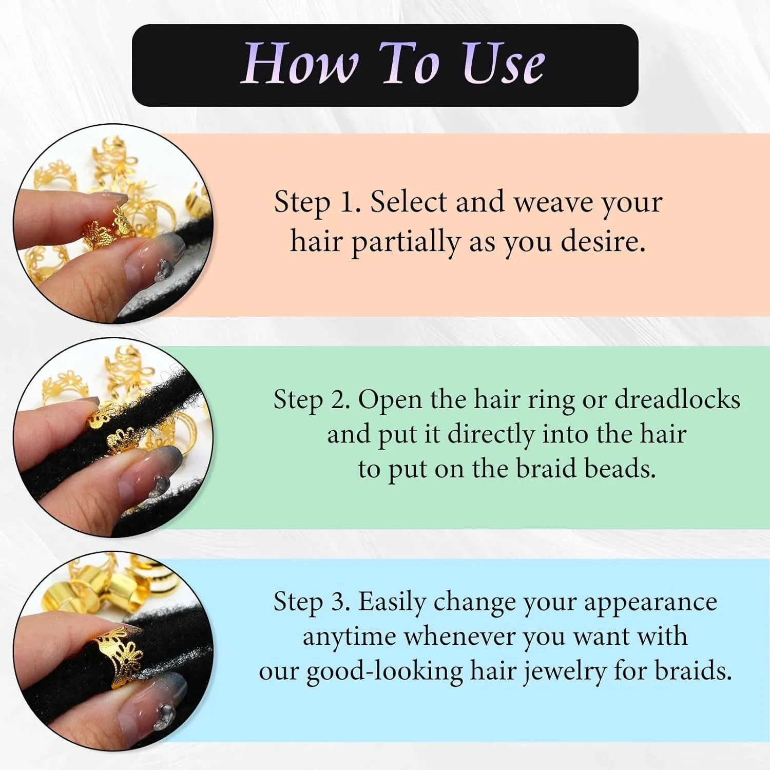 40개 골드 & 실버 속이 빈 올리브 가지 디자인 드레드락 헤어 커프 세트 - 헤어 액세서리