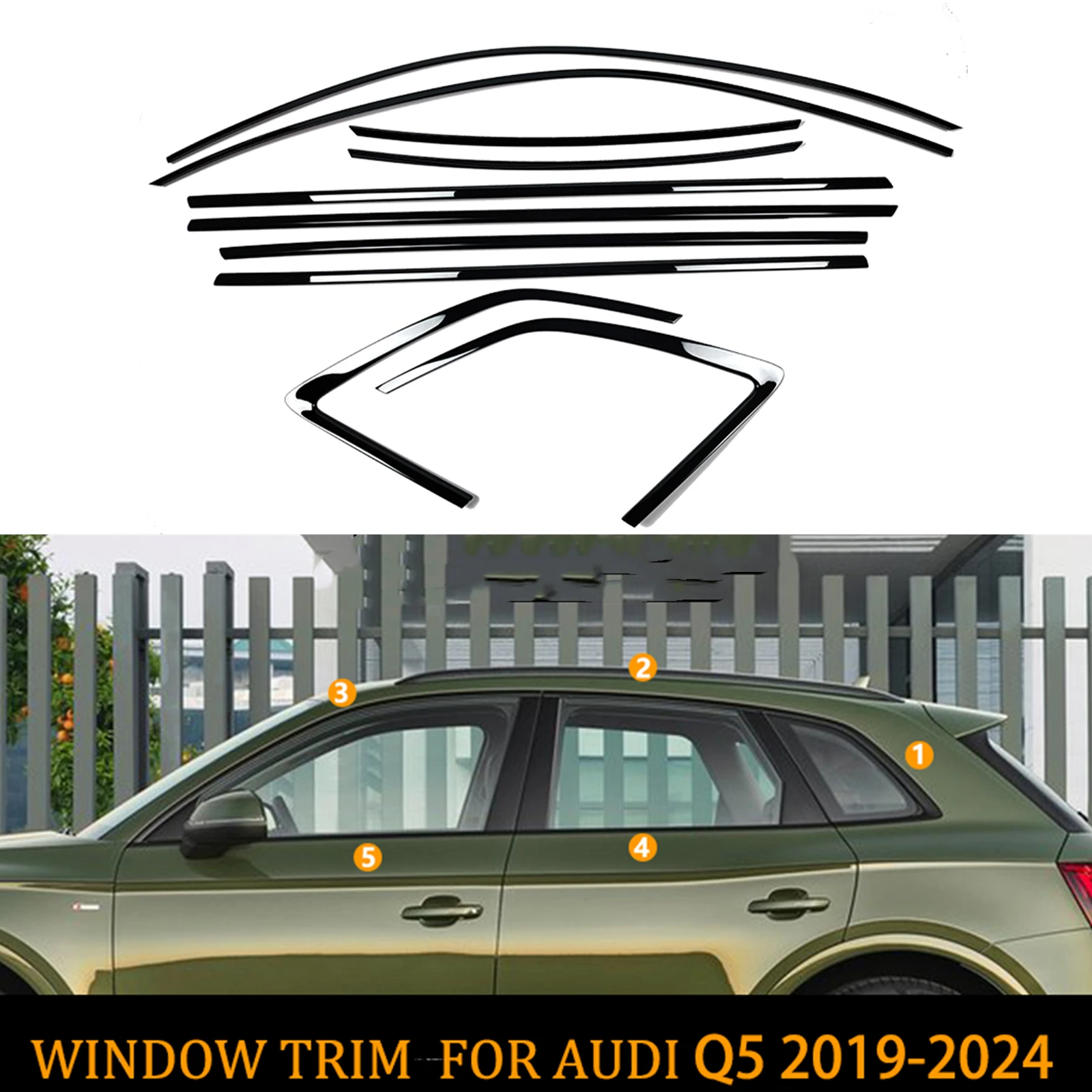 Car Door Window Strip Moulding Seal Belt Trim Weatherstrip For Audi Q5 2019-2024