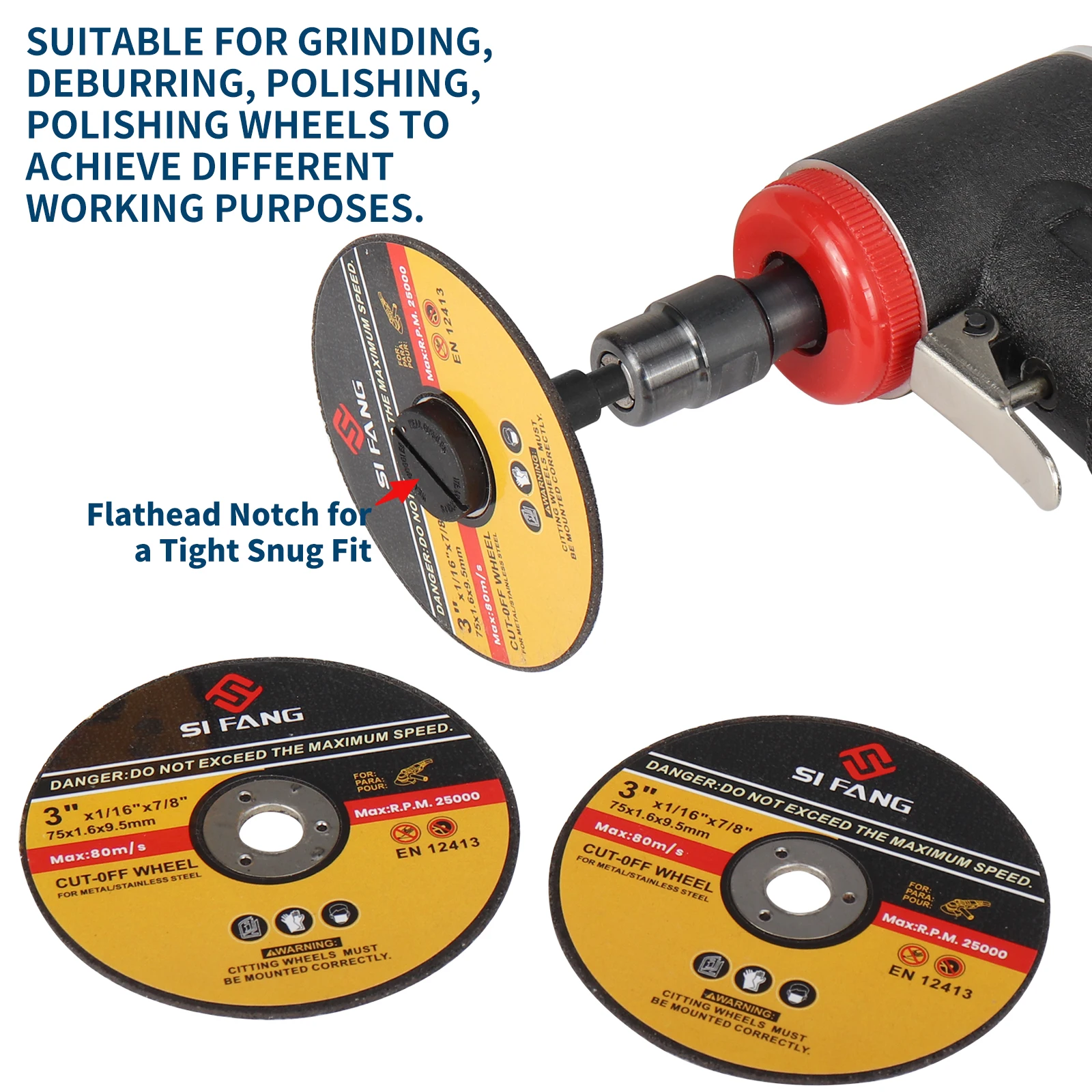 75mm 3" Resin Cutting Disc Saw Blade Grinding Cutting Disc with 1/4" Shank Mounting Mandrel For Rotary Tool Metal Cutter Power T