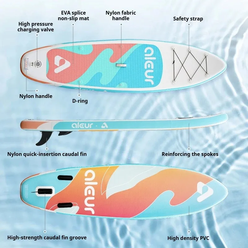Portable 9kg Inflatable SUP Board, 150kg Load PVC Stand Up Paddle/Foil Board, Quick-Fold Design for Surfing, Lake & Travel