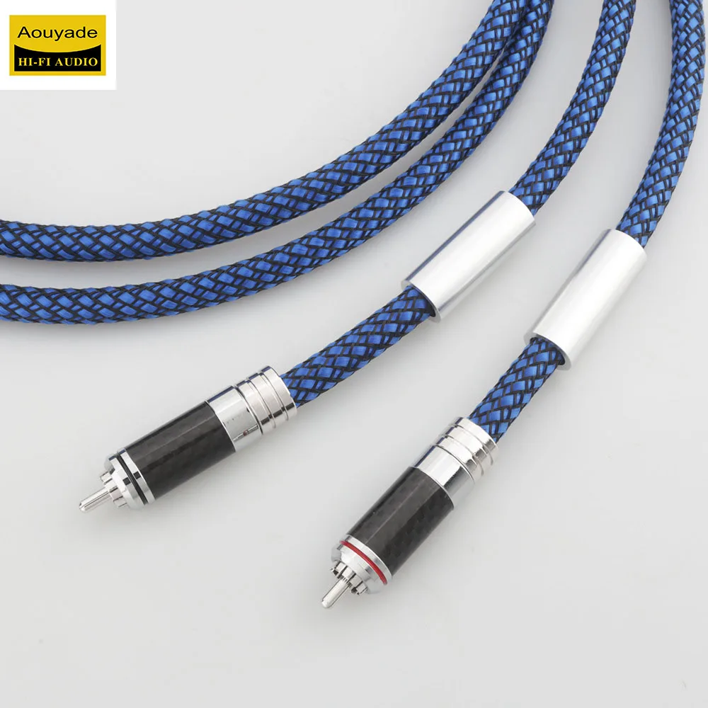 Aouyade fever grade 4-core silver plated RCA dual lotus audio cable, two to two audio amplifier signal cable