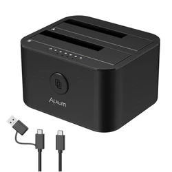 Docking Station per disco rigido ALXUM Dual-bay USB C 3.0 a SATA Hard disk Caddy Dock per SSD HDD da 2.5/3.5 pollici con Clone Offline