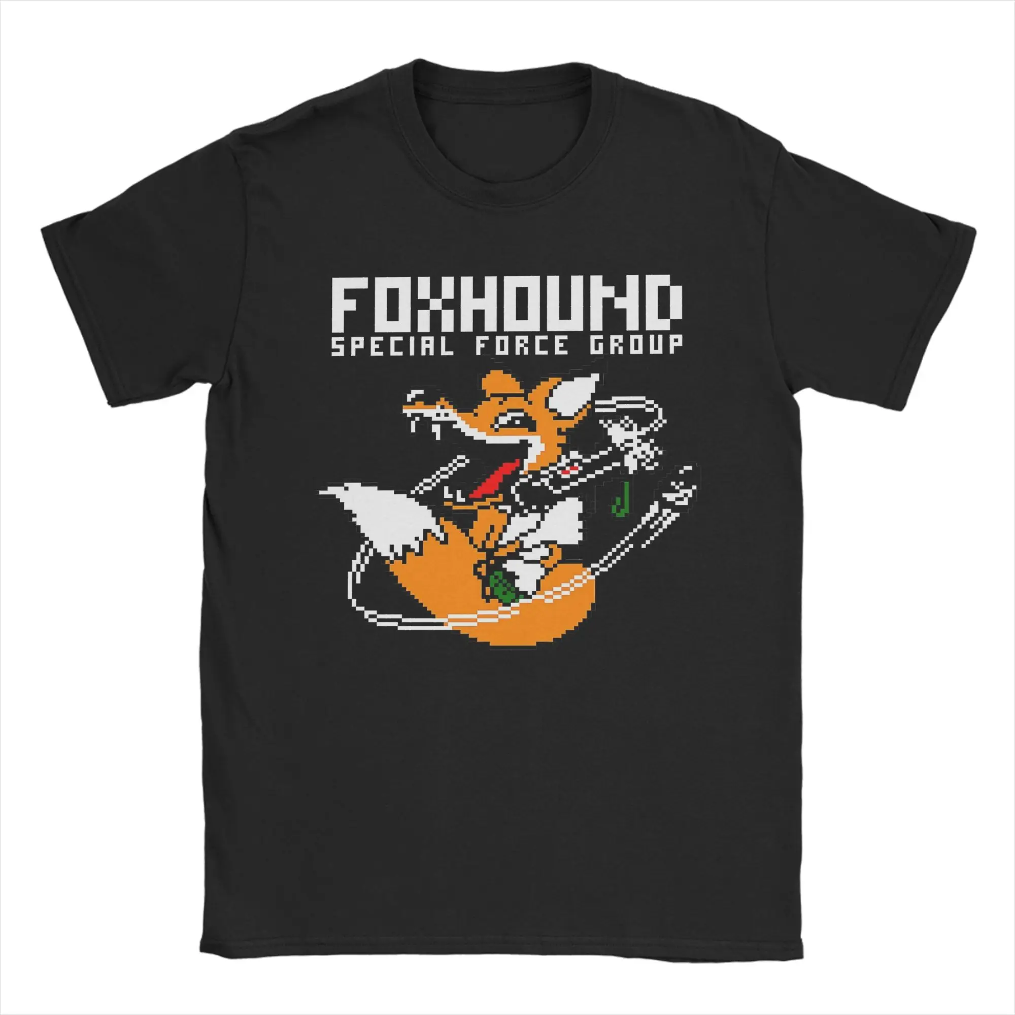 Foxhounds Pixelarts Fox Metal Gear Solid T-Shirt for Men  Casual Cotton Tee Shirt Round Neck Short Sleeve T Shirts Unique Tops