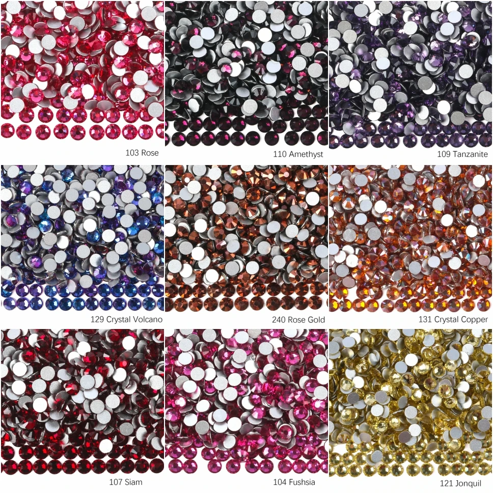 

Glue On SS3-SS30 Nail Art Flat Back Rhinestones FlatBack Crystal Rhinestone Round Gems for DIY Craft Clothes Face Decoration