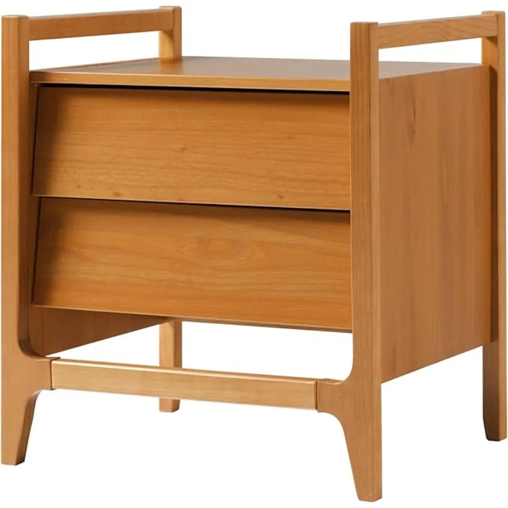 Leif Scandi Angled Drawer-Face Nightstand Home Furniture 22 Inch Bedside Table Caramel Freight Free Bedroom