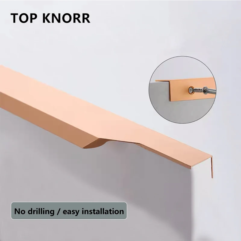 

TOPKNORR Hidden Cabinet Handles Aluminum Alloy Kitchen Handles Cupboard Pulls Drawer Knobs Furniture Room Door Hardware