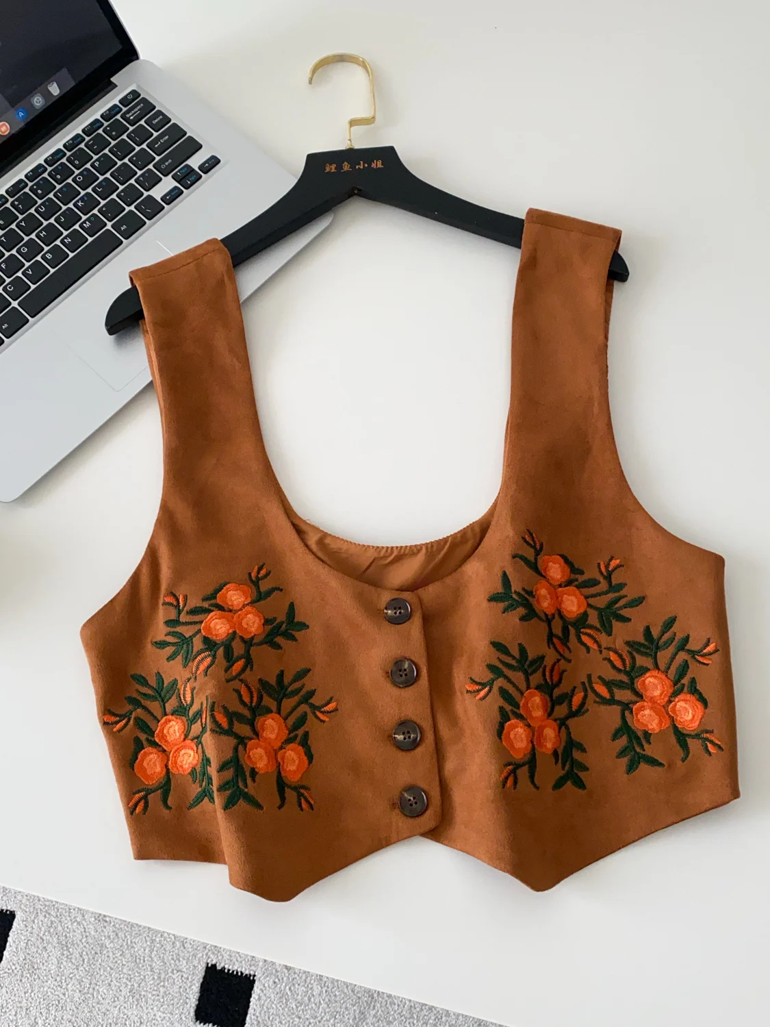 

Retro Ethnic Embroidered ort Jaet Women's Casual Slimming Versatile Design Unique Trendy Top Commute Sle Pure Color