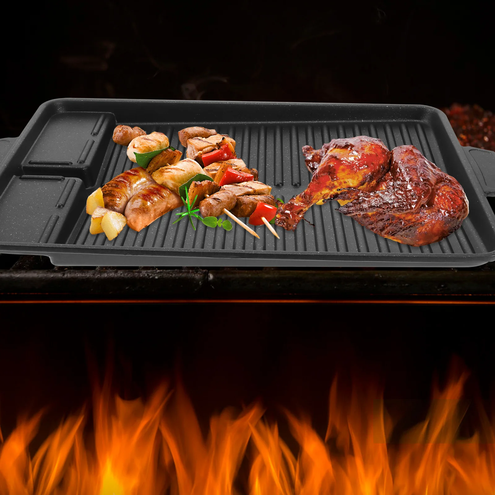 

Aluminum Alloy Non-Stick Baking Tray Lightweight Portable With Oil Drain Design For Home Outdoor Use Baking Tray Portable