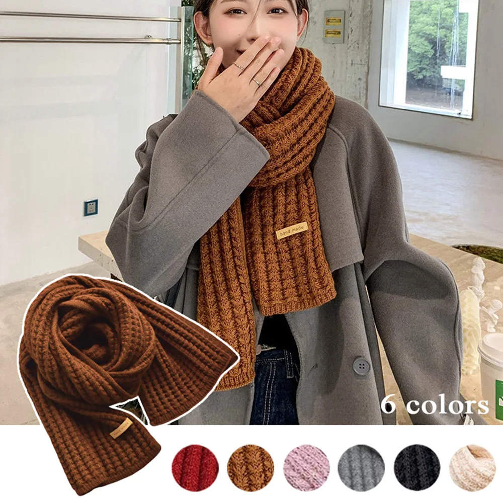 Women Cashmere Scarves Lady Winter Thicken Warmer Soft Pashmina Shawls Wraps Female Pure Color Knitted Long Scarf for Women