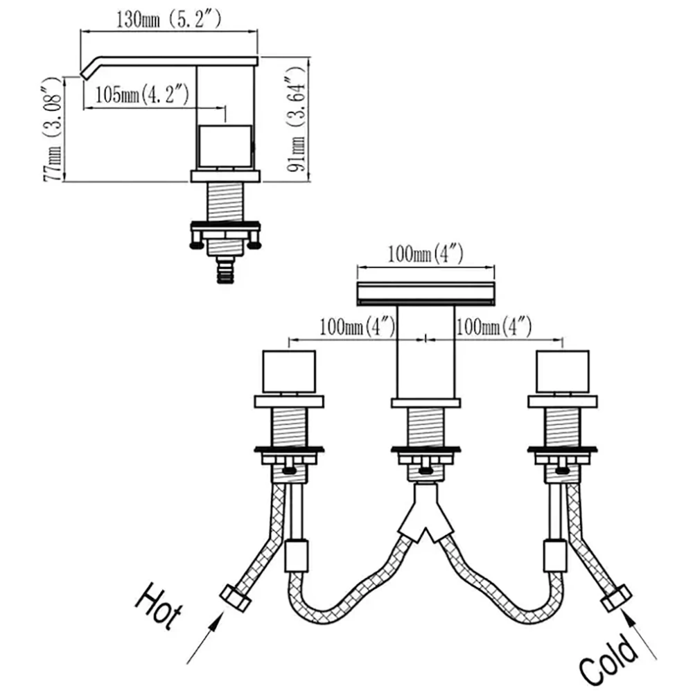 Waterfall Widespread Bathroom Sink Faucet,for 3 Hole 8 Inch Two Handles Bathroom Faucet