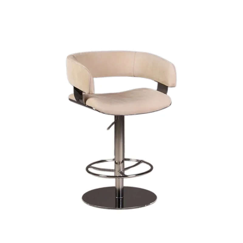 Light Luxury Rotating Lift Bar Chair High Sense Modern High Back Chair Designer Front Desk Stainless Steel Bar Chair