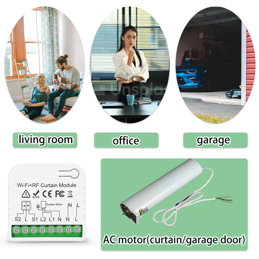 Smart Wifi Rf Curtain Switch Tuya Smart Life Roller Shutter Module 433mhz RF Transmitter Remote Control Blinds Garage Door Alexa