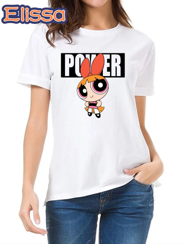 Anime Powerpuff Graphic Summer New 90 ’s Short Sleeve Print Clothing Women\'s T-Shirt Harajuku Clothing Women\'s Top,Drop Ship