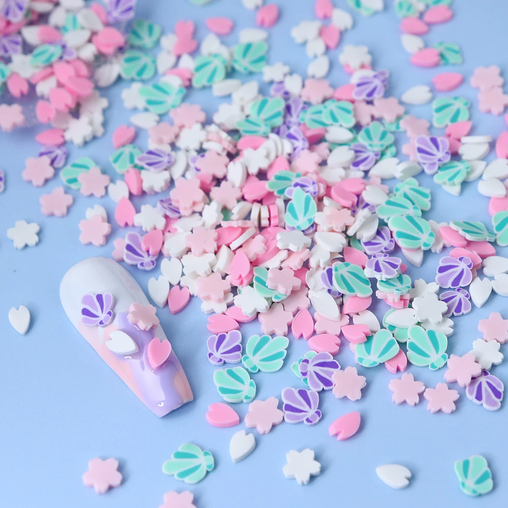 10g Multicolor Star Moon Nails Accessories Cute Strawberry Cloud Snowflake Manicure Soft Pottery Flakes DIY Nails Art Decoration