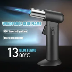 2024 Sell Hot Large Flame Gun Lighter,Windproof Blue Flame,Adjustable Flame Size,Safe Locking Fire, Outdoor Barbecue Gadgets