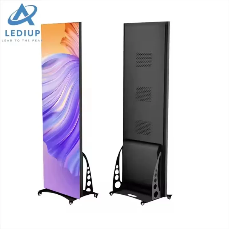 WiFi Controlled Ultra Slim Smart Movable LED Poster Screen Intelligent Digital Signage for Bar Stable Commercial Brand Advertisi