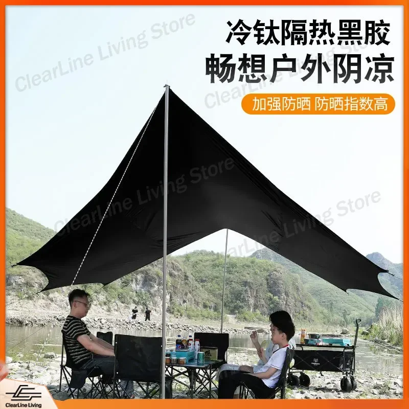 Heavy Duty Waterproof Octagonal Camping Canopy Tent with UV Protection Rainproof Vinyl Canopy for Outdoor Picnic Hiking