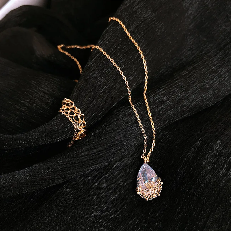 14K Gold Water Drop Lab Diamond Pendant Real 925 Sterling Silver Party Wedding Pendants Necklace For Women moissanite Jewelry - view 2