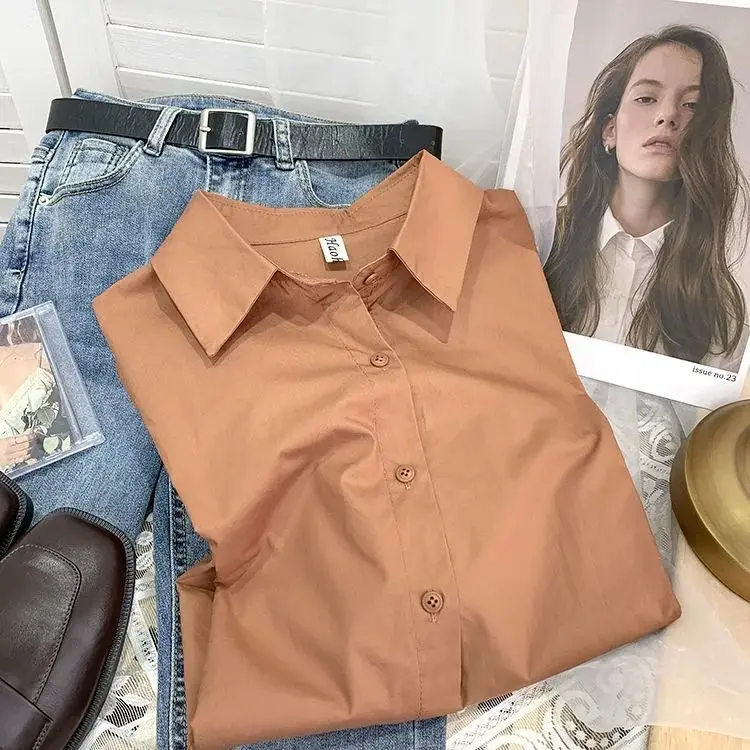 

Elegant Loose Casual Long Sleeve White Shirt Women's Autumn Style-Matching Base Top