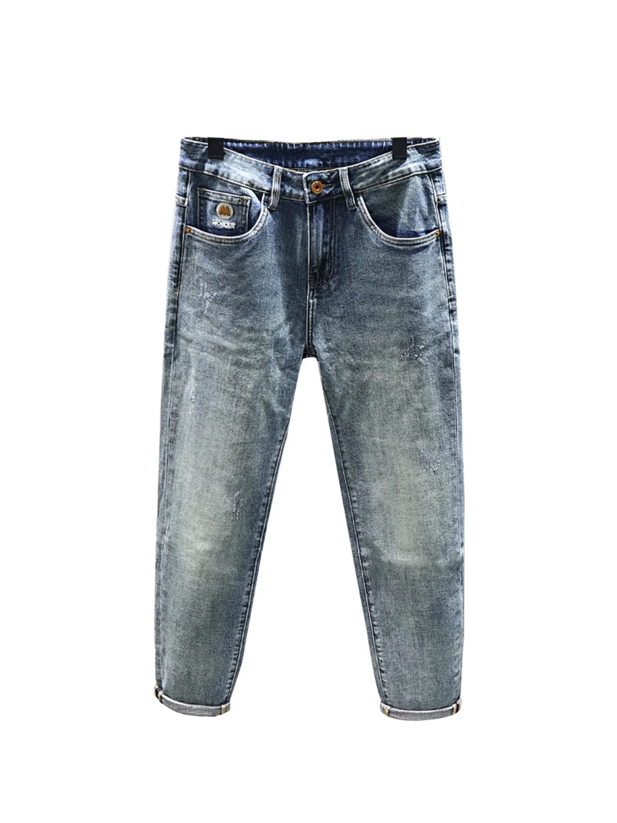 جينز دينم أمريكي عتيق للرجال 2024 جديد كلاسيكي عصري شارع العليا بسيط Waed جينز مرن مزيج من القطن والبوليستر بقصة ضيقة #5