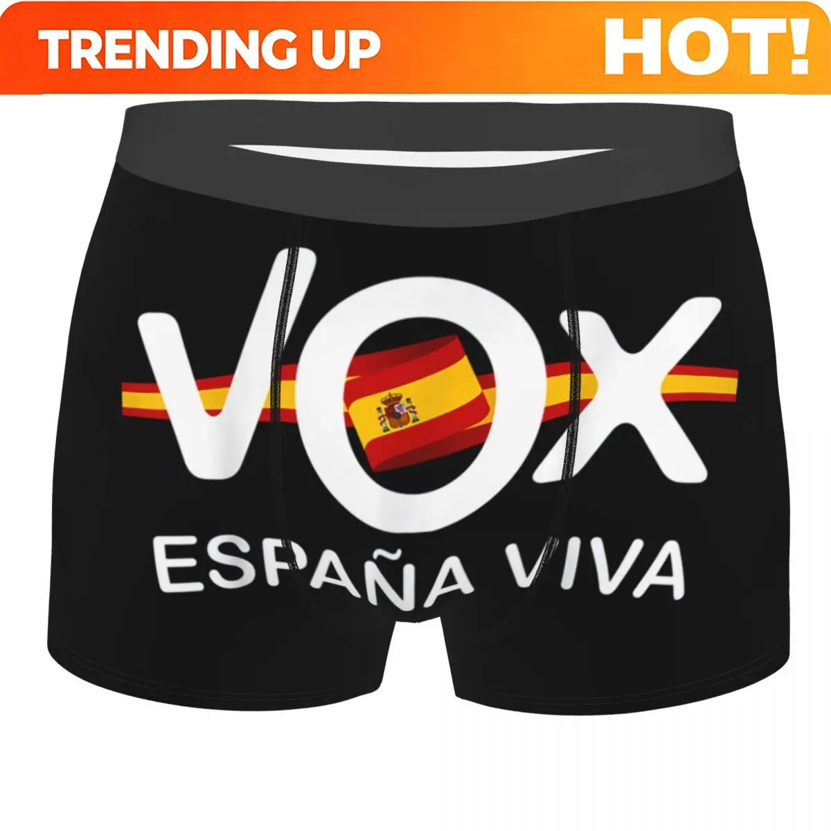 Custom Cool Espana Viva Vox Boxers Shorts Panties Male Underpants Comfortable Spain Flag Briefs Underwear