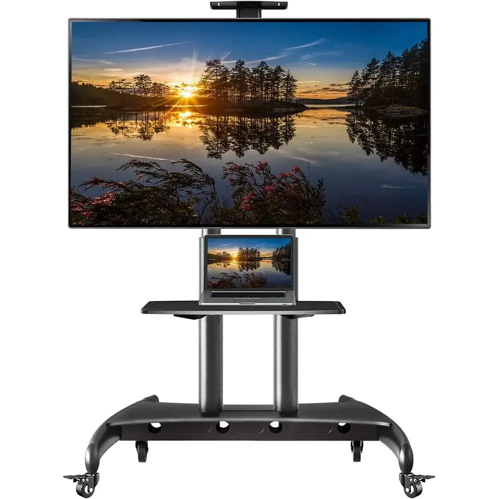 TV Stand with Wheels for 55-85 Inch Screens up to 200lbs, Black